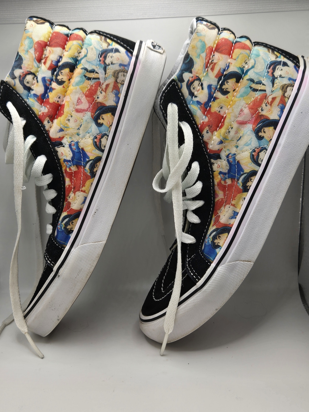 Vans Disney Princesses Black and White High-Top Sneakers with Pink Interior W7.5